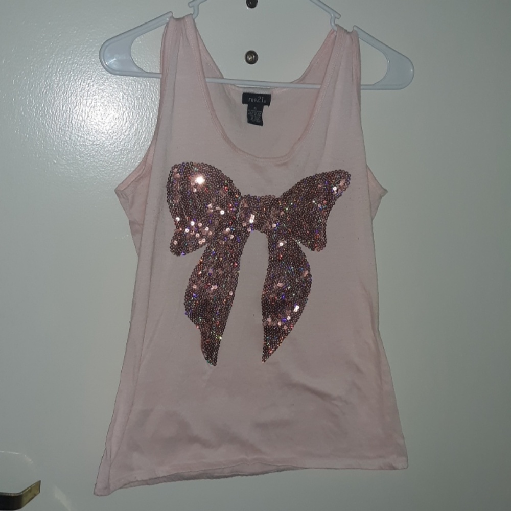 Rue 21 pink sequin bow top